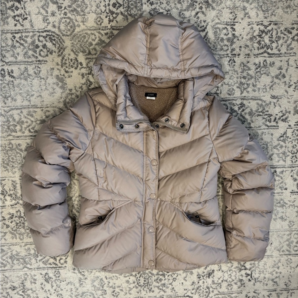 J. Crew Women's Y2K Vintage Beige Down Filled Puffer Jacket